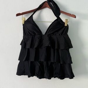 Island Escape Black Tiered tankini top new with tags